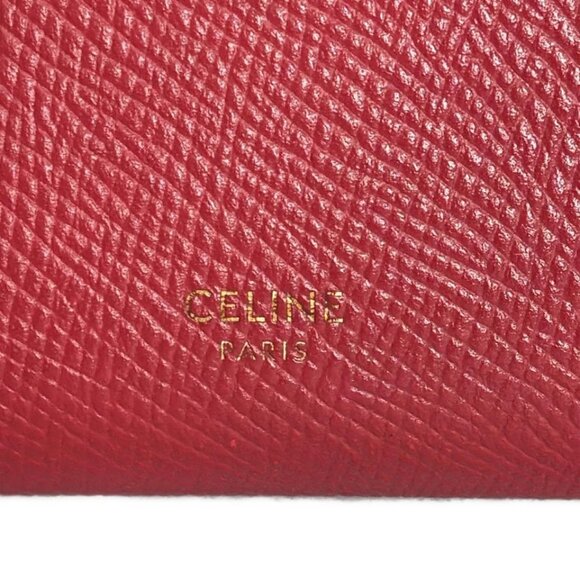 CELINE Medium strap wallet - Red Black Leather Bifold Wallet 196-071325 - Picture 5 of 5